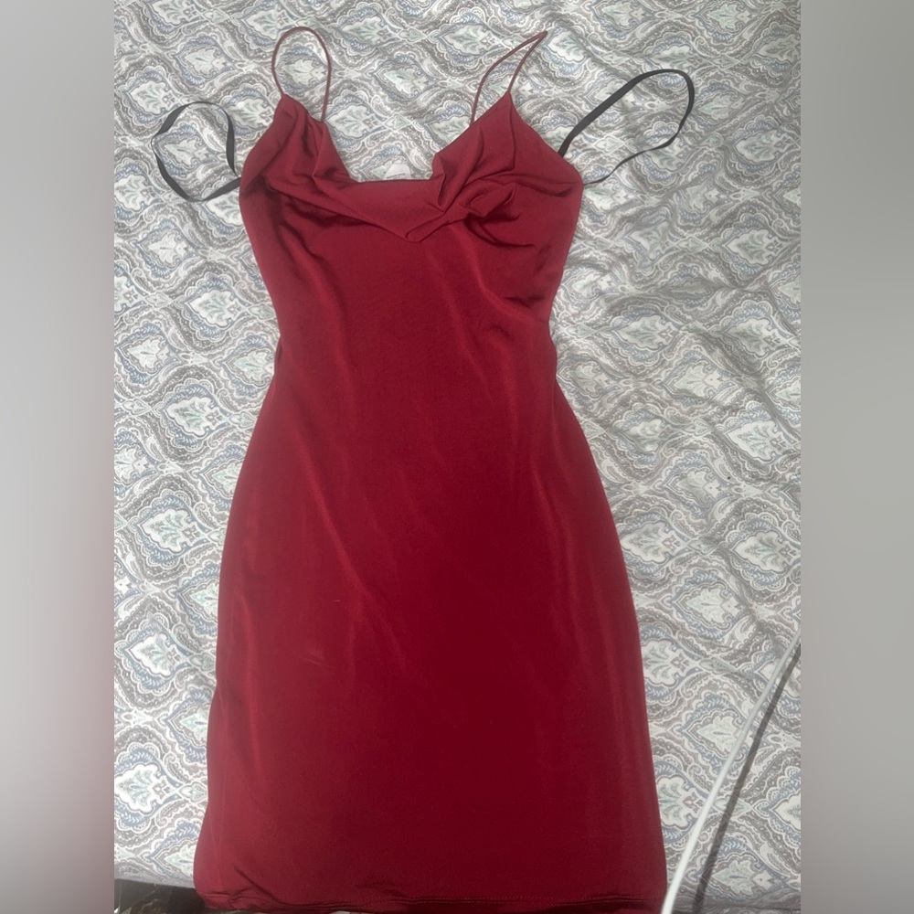 Wine red bodycon dress